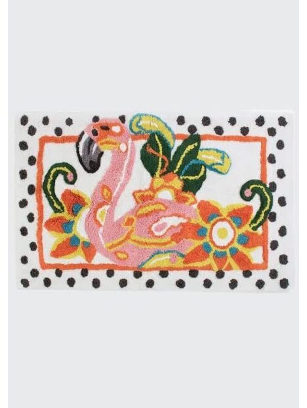 MacKenzie-Childs Flamingo Tufted Bath Rug Mat 21x34 Pink Floral Bathroom Decor